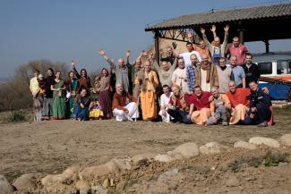 His Holiness Bhakti Raghava Swami visited the farm in March 2019